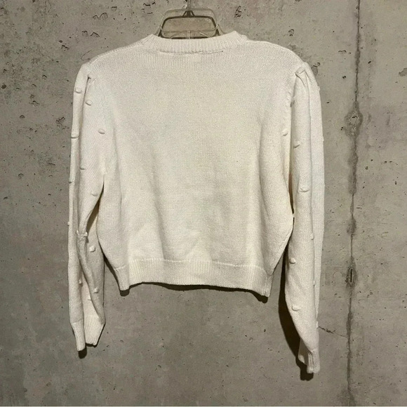 Levi’s Womens Puff Sleeve Jumper NWT Size M Cream Crew Neck Pullover Cropped - Picture 8 of 9